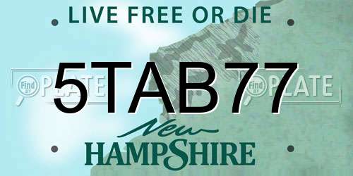 5TAB77 New Hampshire License Plate