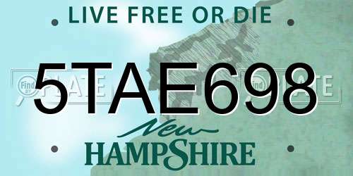 5TAE698 New Hampshire License Plate