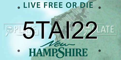 5TAI22 New Hampshire License Plate