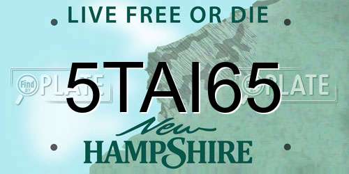 5TAI65 New Hampshire License Plate