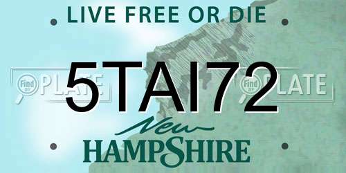 5TAI72 New Hampshire License Plate