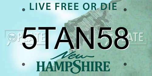 5TAN58 New Hampshire License Plate