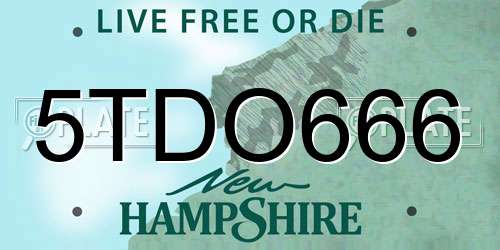 5TDO666 New Hampshire License Plate
