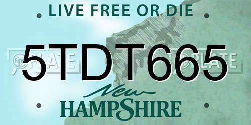 5TDT665 New Hampshire License Plate
