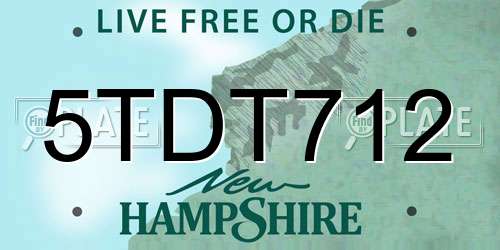 5TDT712 New Hampshire License Plate