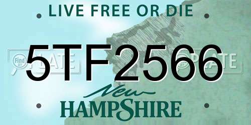 5TF2566 New Hampshire License Plate