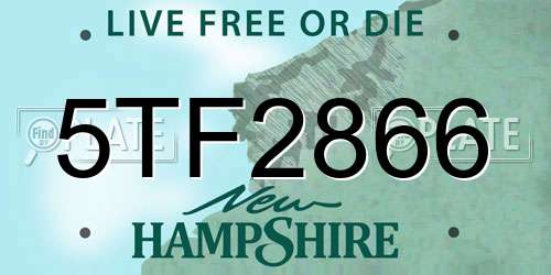 5TF2866 New Hampshire License Plate