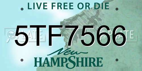 5TF7566 New Hampshire License Plate