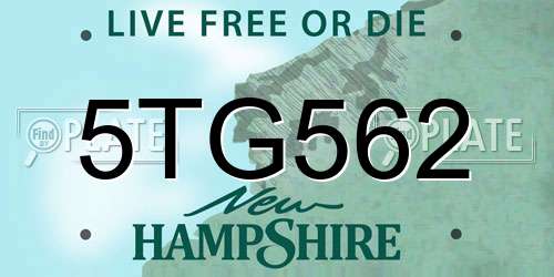 5TG562 New Hampshire License Plate