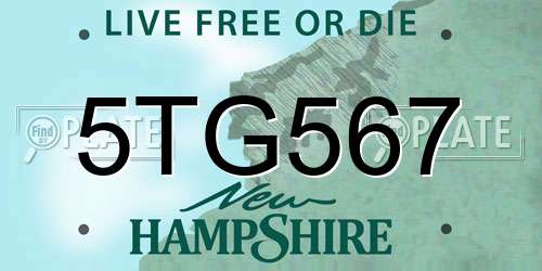 5TG567 New Hampshire License Plate