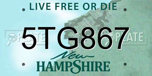 5TG867 New Hampshire License Plate