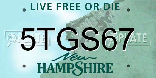 5TGS67 New Hampshire License Plate