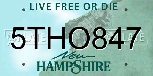 5THO847 New Hampshire License Plate