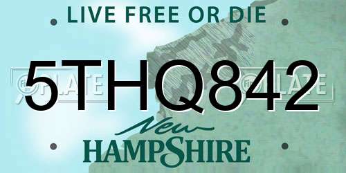 5THQ842 New Hampshire License Plate