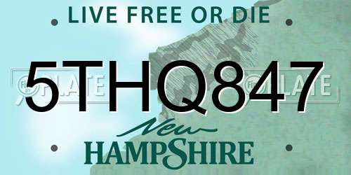 5THQ847 New Hampshire License Plate