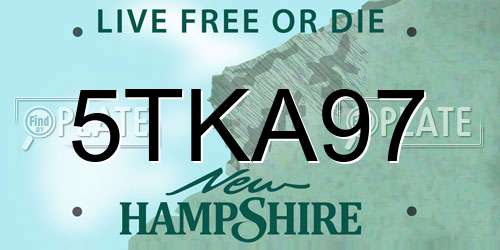 5TKA97 New Hampshire License Plate