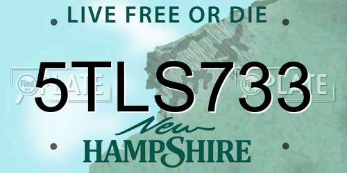 5TLS733 New Hampshire License Plate