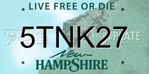 5TNK27 New Hampshire License Plate