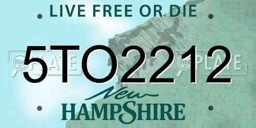 5TO2212 New Hampshire License Plate
