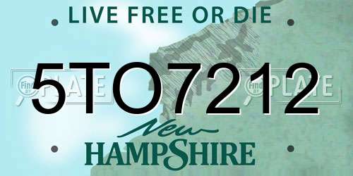 5TO7212 New Hampshire License Plate