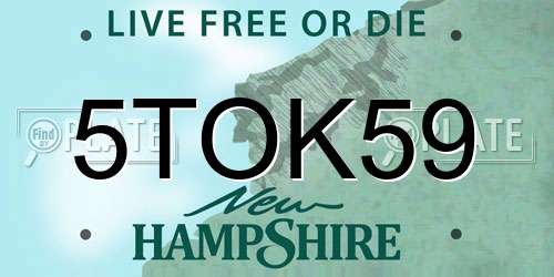 5TOK59 New Hampshire License Plate
