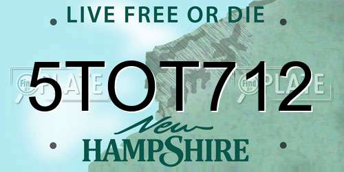 5TOT712 New Hampshire License Plate