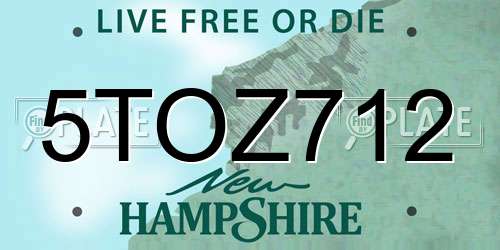 5TOZ712 New Hampshire License Plate