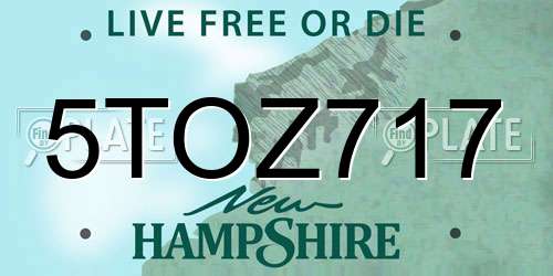 5TOZ717 New Hampshire License Plate