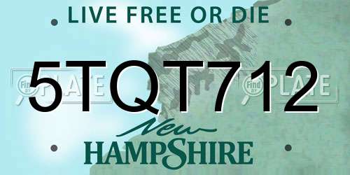 5TQT712 New Hampshire License Plate