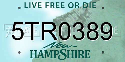 5TR0389 New Hampshire License Plate