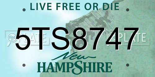 5TS8747 New Hampshire License Plate