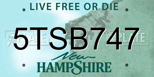 5TSB747 New Hampshire License Plate