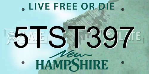 5TST397 New Hampshire License Plate