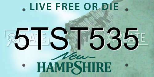 5TST535 New Hampshire License Plate