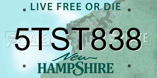 5TST838 New Hampshire License Plate