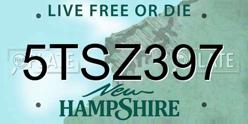 5TSZ397 New Hampshire License Plate