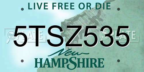 5TSZ535 New Hampshire License Plate