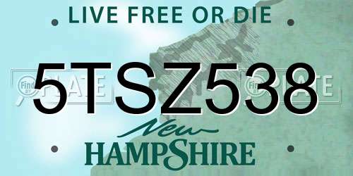 5TSZ538 New Hampshire License Plate