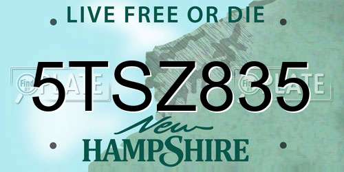 5TSZ835 New Hampshire License Plate
