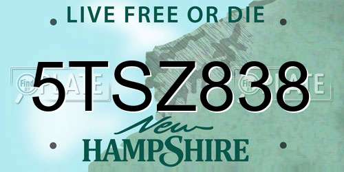 5TSZ838 New Hampshire License Plate