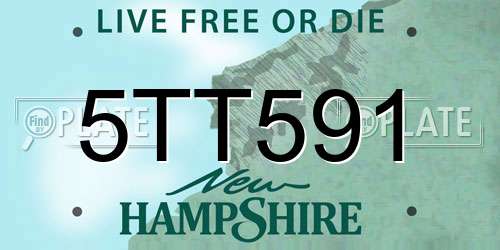 5TT591 New Hampshire License Plate