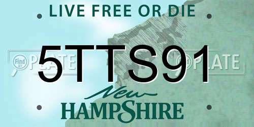 5TTS91 New Hampshire License Plate