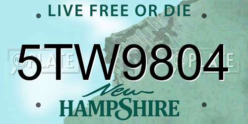 5TW9804 New Hampshire License Plate