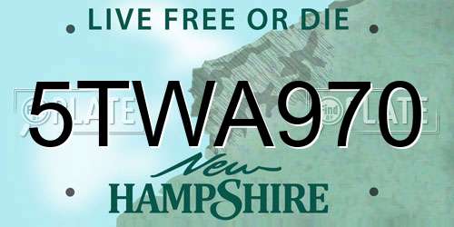 5TWA970 New Hampshire License Plate