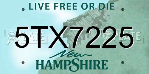 5TX7225 New Hampshire License Plate