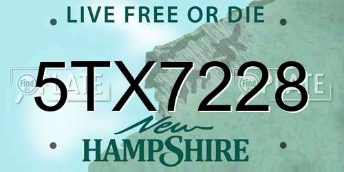 5TX7228 New Hampshire License Plate