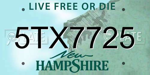 5TX7725 New Hampshire License Plate