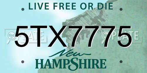 5TX7775 New Hampshire License Plate