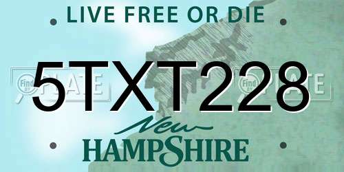 5TXT228 New Hampshire License Plate