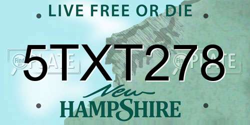 5TXT278 New Hampshire License Plate